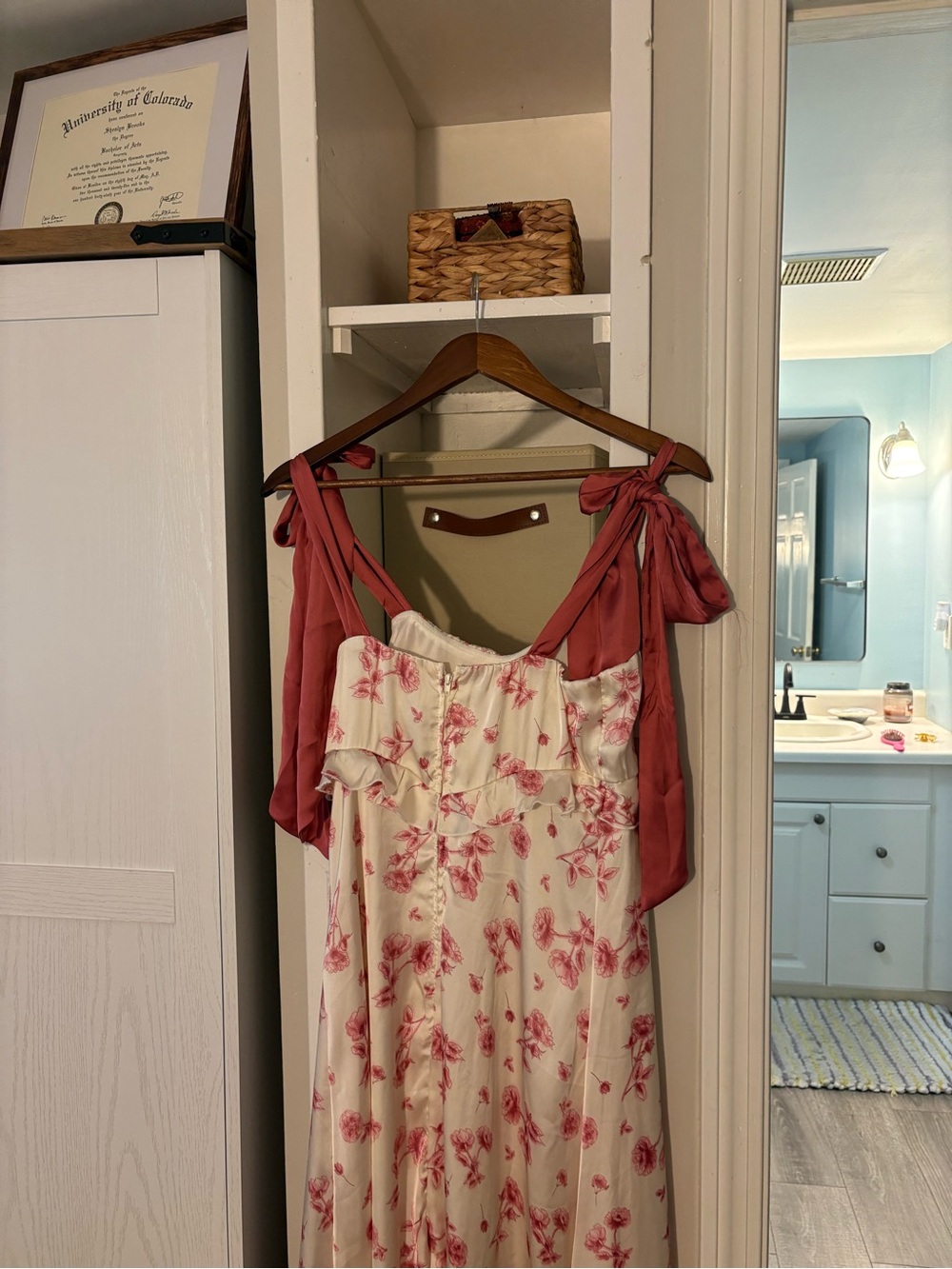 Francesca's White Floral Slip Dress with Pink Bloom Print - Picture 6 of 6